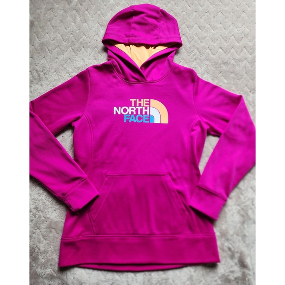 The North Face Tops - The North Face Womens Fuchsia Pink Pullover Hoodie Graphic Logo Sweatshirt M